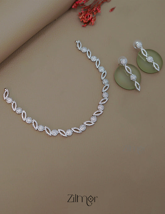 SN1011456 - AD Stone Choker Necklace Earrings Set 1-Zilmor