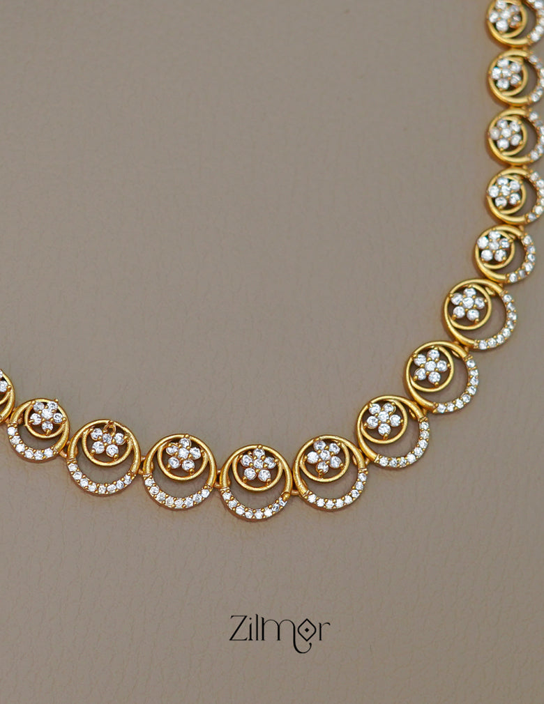 SN1011462 - AD Stone Choker Necklace Earrings Set 2-Zilmor