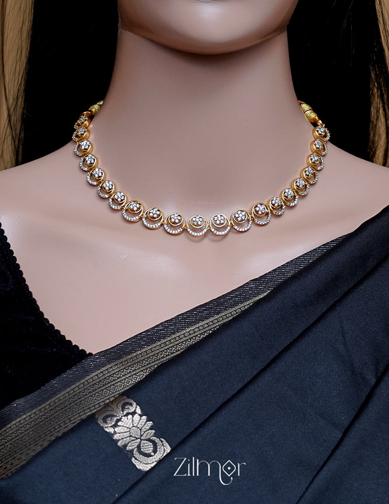 SN1011462 - AD Stone Choker Necklace Earrings Set 4-Zilmor