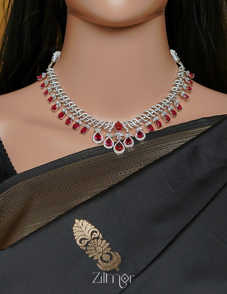 SN1011476 - AD Stone Choker Necklace Earrings Set 5-Zilmor