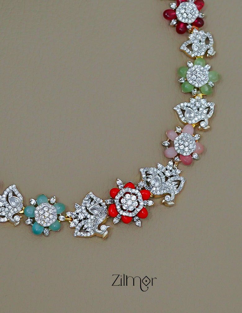 SN1011477 - AD Stone Choker Necklace Earrings Set 4-Zilmor