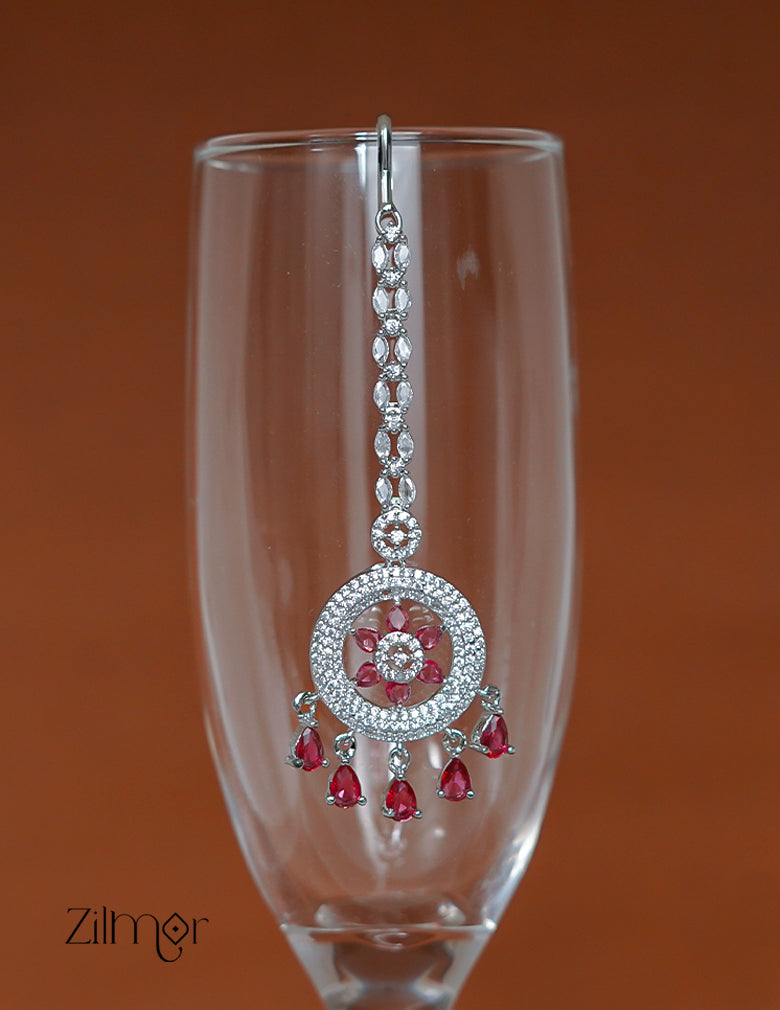 SN1011487 - AD Stone Maang Tikka (color option) 2-Zilmor