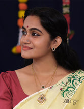 SN101785 - Premium Antique AD Stone Double Layer Long Necklace with Earrings 2-Zilmor