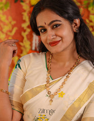 AG100174 - Goldtone Lakshmi coin Long Haram Necklace 4-Zilmor