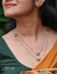 SN101493 - Premium Antique Lotus Layer Necklace with Earrings 2-Zilmor