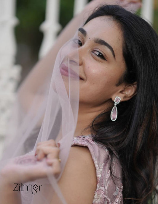 Silver AD Stone Earrings -OT100785 1-Zilmor