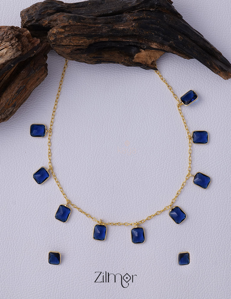 Simple Sufi Stone Necklace Earrings Set (color option) - AS100738 9-Zilmor