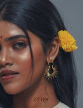 Sun Rays Gold Plated Open Hoops Earrings - AS100856 1-Zilmor