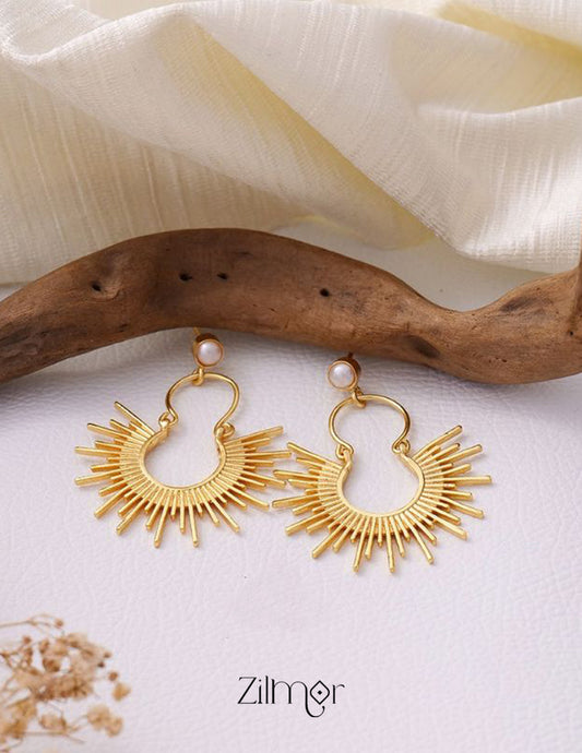 Sun Rays Gold Plated Open Hoops Earrings - AS100856 2-Zilmor