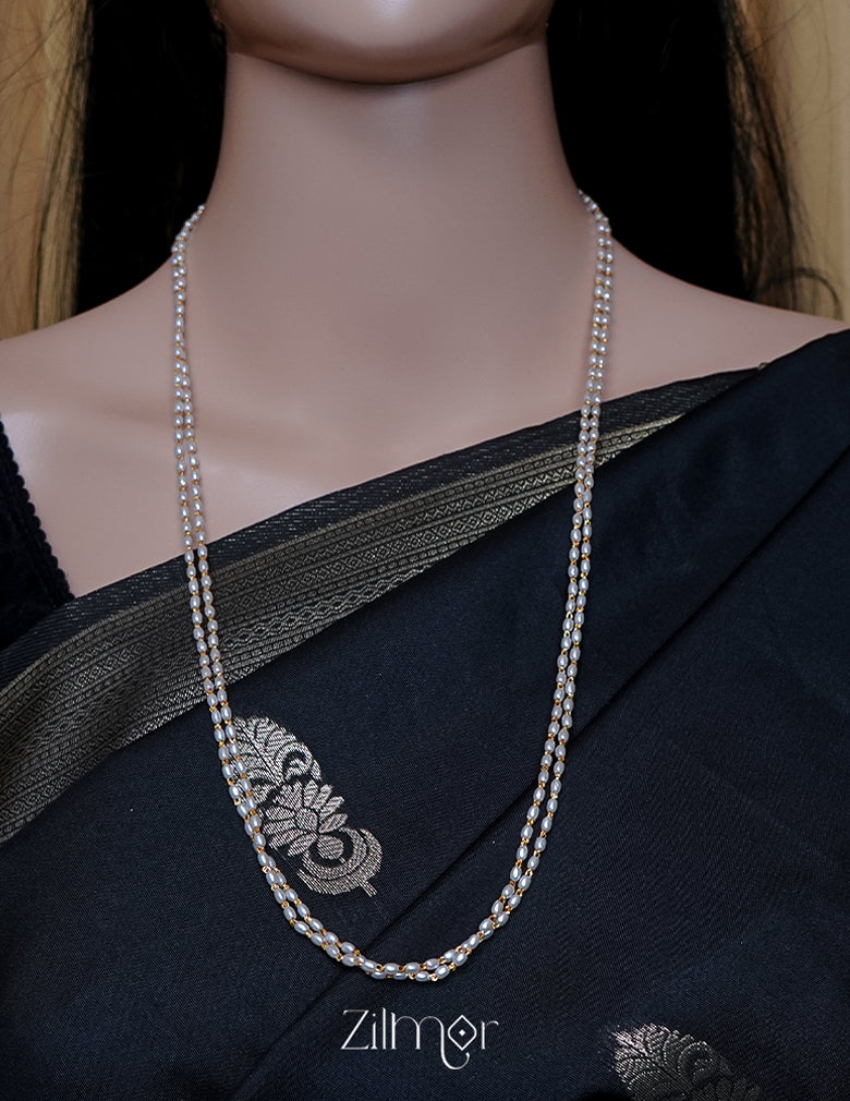 TR1011629- Gold toned 2 Layer Pearl Long Necklace