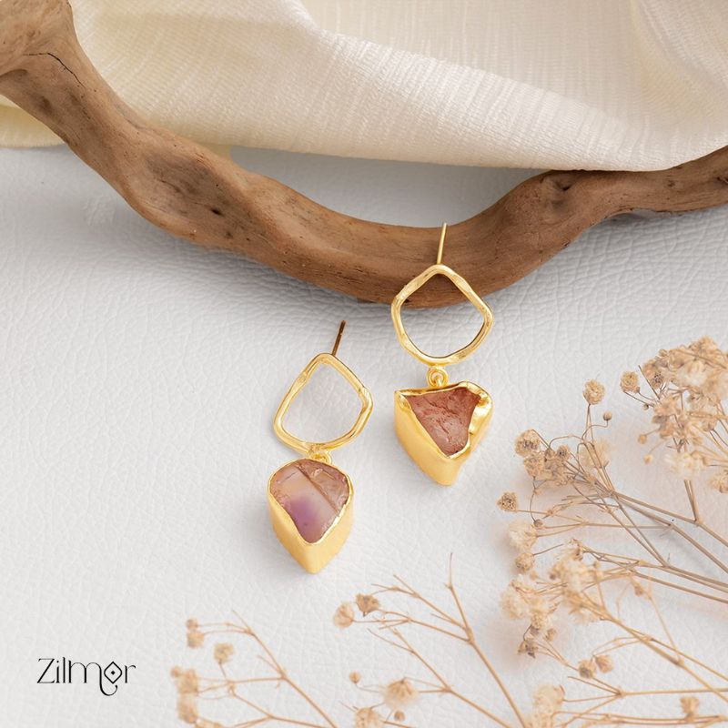 Natural Raw Stone Earrings (color option) - KE100473