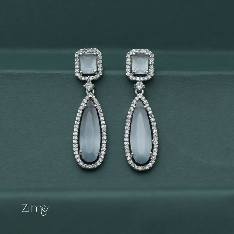 Silver AD Stone Earrings -OT100785