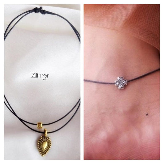 Combo of Orchid Flower & Golden Leaf Charm Anklet 2-Zilmor