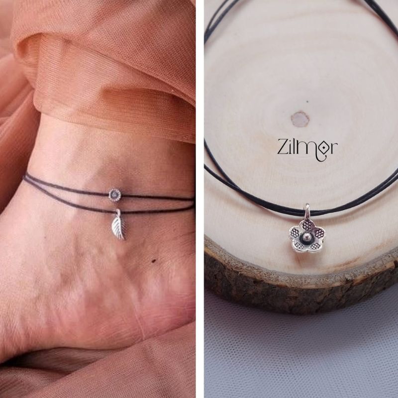 Combo of Flowers & Leaf charm Anklet 2-Zilmor