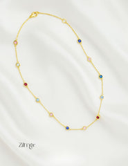 ZH1011731 - Multi Color Stone Anti Tarnish Dailywear Necklace 2-Zilmor