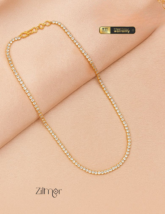 KT1011556 - Anti Tarnish Gold toned Tennis chain Necklace 1-Zilmor