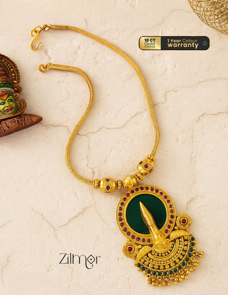 ZR1011934- Gold Plated Kerala Traditional Palakka Kathakali Necklace 1-Zilmor