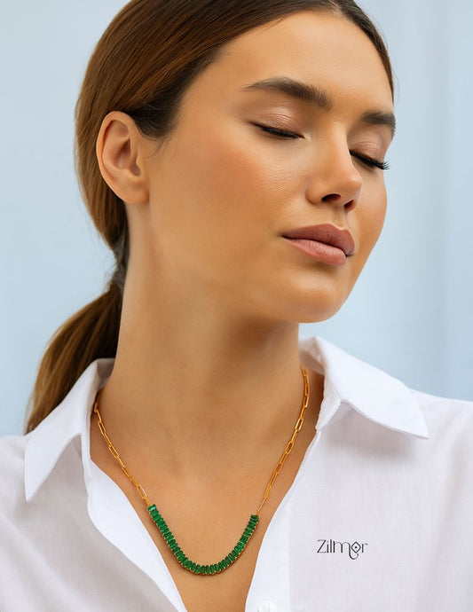 KY101963 - Anti Tarnish Halflink Tennis Necklace 2-Zilmor