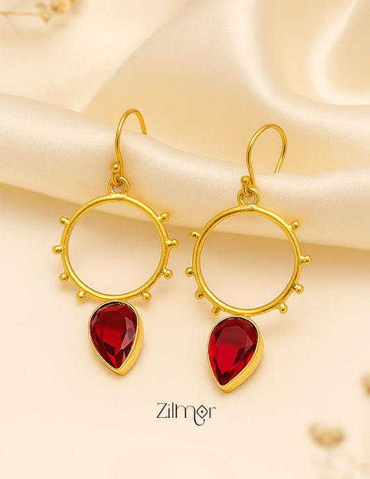 Golden Circle Dotted Drop Earrings - AS100760 1-Zilmor