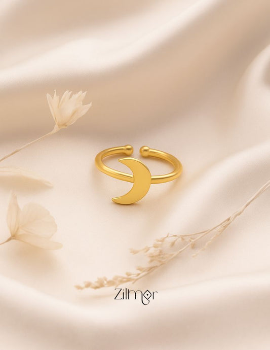 AS101132 - Golden Half Moon Ring 1-Zilmor