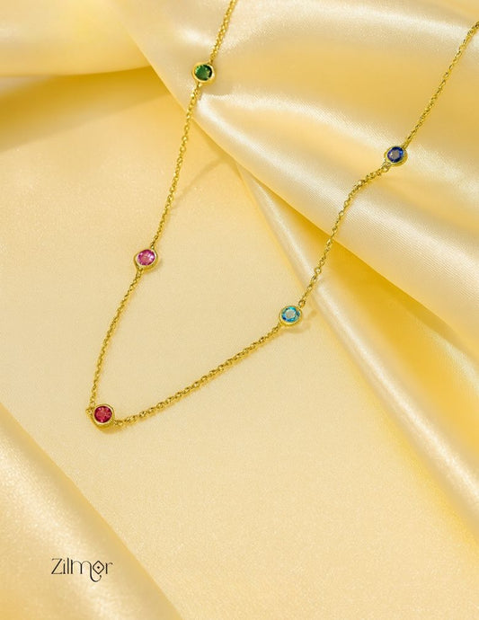 ZH1011731 - Multi Color Stone Anti Tarnish Dailywear Necklace 1-Zilmor