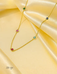 ZH1011731 - Multi Color Stone Anti Tarnish Dailywear Necklace 1-Zilmor