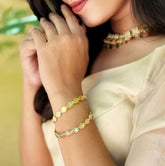 KF101047 - AD stone with Lakshmi Coin Bangle (Pair)