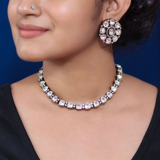 KH101466 - Polki Kundan Necklace Earrings Set