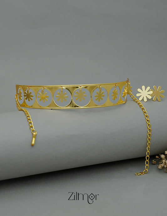 ZA1011161 - Hanging Flower Collar Choker Necklace with Earrings 2-Zilmor