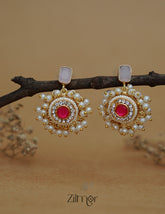 ZA1011170 - Glossy Stone Pearl Cluster Earrings (color option) 1-Zilmor