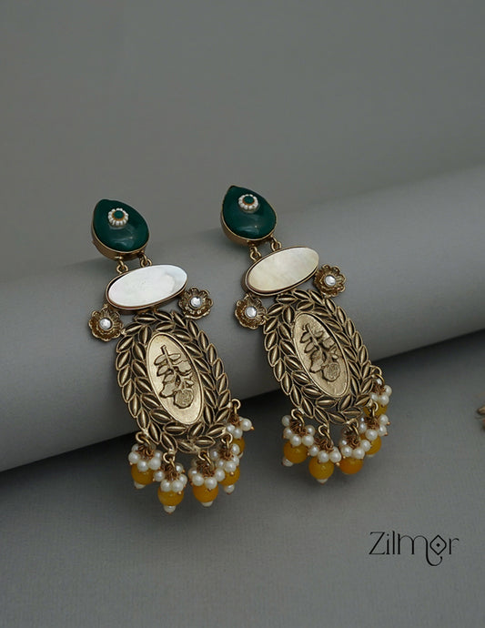 ZA1011174 - Kundan Pearl Drop Earrings(color option) 1-Zilmor