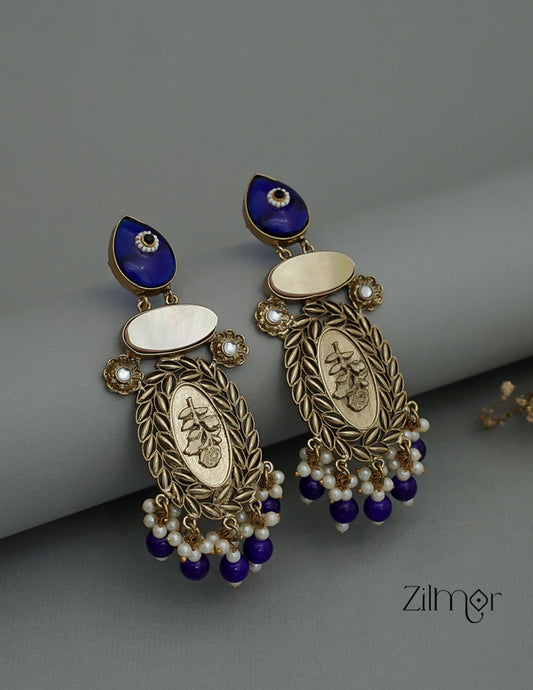 ZA1011174 - Kundan Pearl Drop Earrings(color option) 2-Zilmor