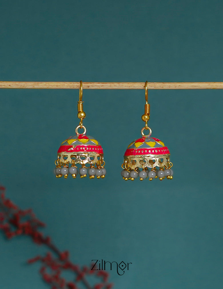 ZI1011284 - Meenakari Jhumka Earrings