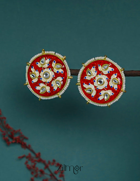 ZI1011286 - Meenakari Pearl Beaded Studs Earrings 1-Zilmor