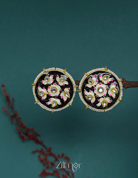 ZI1011286 - Meenakari Pearl Beaded Studs Earrings 2-Zilmor