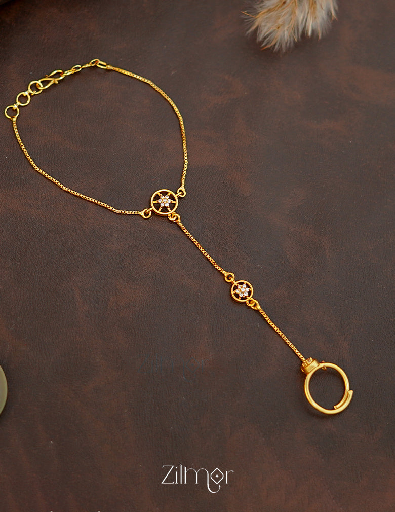 ZK1011395 - Gold Toned AD Stone Hand Bracelet
