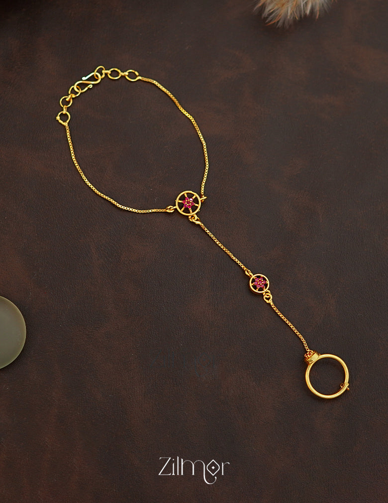 ZK1011395 - Gold Toned AD Stone Hand Bracelet