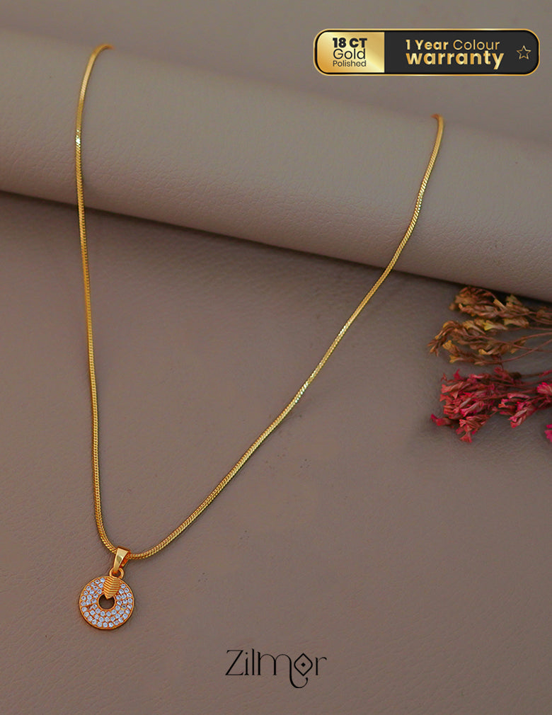 ZK1011403 - Gold Tone AD Stone Simple Necklace 4-Zilmor