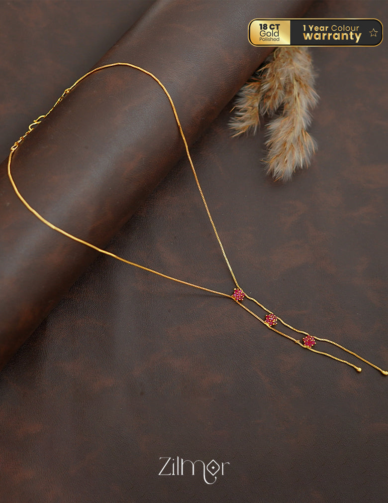 ZK1011405 - Gold Tone AD Stone Simple Necklace 3-Zilmor