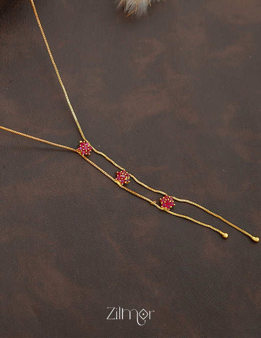 ZK1011405 - Gold Tone AD Stone Simple Necklace 2-Zilmor