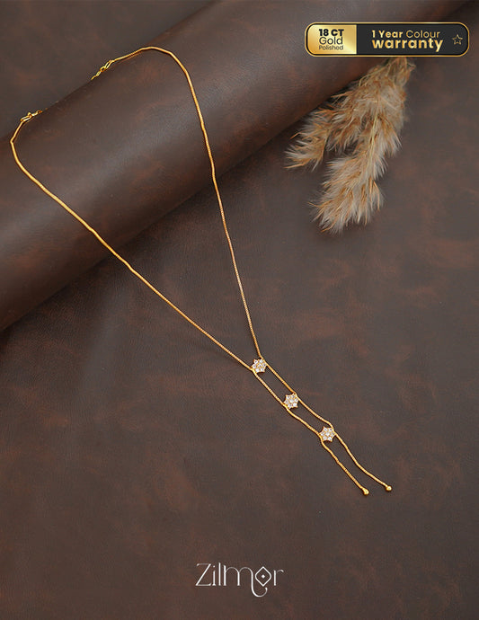 ZK1011405 - Gold Tone AD Stone Simple Necklace 1-Zilmor