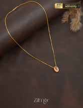 ZK1011406 - Gold Tone AD Stone Pendant Simple Necklace 1-Zilmor