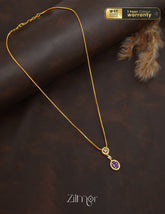 ZK1011408 - Gold Tone AD Stone Pendant Simple Necklace 1-Zilmor