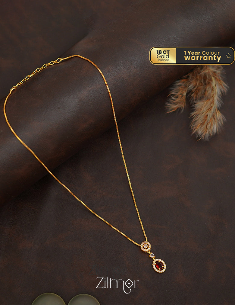 ZK1011408 - Gold Tone AD Stone Pendant Simple Necklace 4-Zilmor