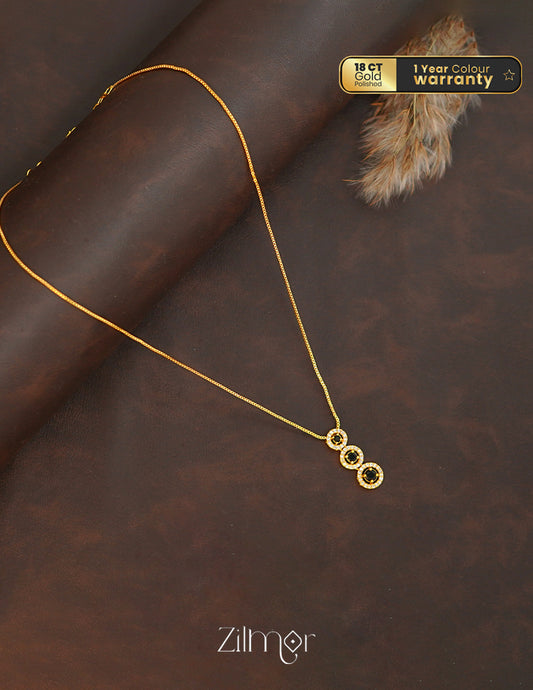 ZK1011409 - Gold Tone AD Stone Pendant Simple Necklace 1-Zilmor