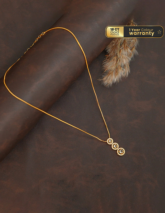 ZK1011409 - Gold Tone AD Stone Pendant Simple Necklace 2-Zilmor