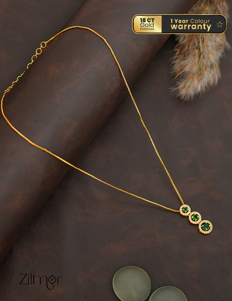 ZK1011409 - Gold Tone AD Stone Pendant Simple Necklace 4-Zilmor