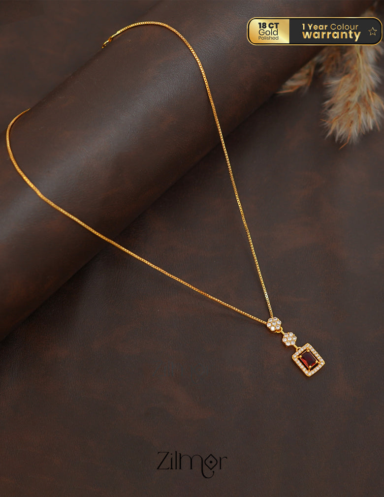 ZK1011410 - Gold Tone AD Stone Simple Necklace 3-Zilmor