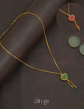 ZK1011411 - Gold Tone AD Stone Double Side Pendant Simple Necklace 1-Zilmor