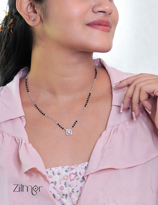 ZM101317 - 925 Silver AD Stone Pendant Mangalsutra Necklace 1-Zilmor
